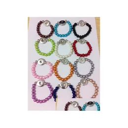 Perlen 8mm Glasperlen 15 cm Länge elastischer Seilschnappknopf Armband 18mm Schmuck für Kinder 30pcs/Los Drop Lieferung Armbänder Dhu7m