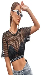 Women039S Tanks Camis Bright Green Fishnet Crop Top Summer Mesh Seethrough Tank Women Fashion Femme Tops Cropped Shirt7030778