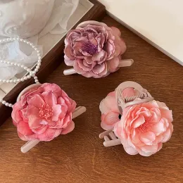 Fashion Rose Peony Flower Hair Claw for Women Fabric Flower Hairpin Wedding Party Shark Hairpin Barrettes Accessori per capelli