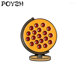 Brosches röd bönpa pie globe anpassad emalj brosch gul ost pizza kreativ form lapel pin mat punk skjorta väska badge smycken