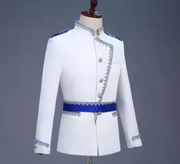 Men039s Suits Blazers Men Floral Du European Royal Gown Show Prince Stage Costumes Luxury Clothing White England Style3784122