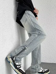 Designer z zamkiem dżinsy proste luźne dżinsy szerokie nogi dżins długie spodnie tatuse motocyklowe spodnie sporty damskie męskie damskie joggery uliczne dżoggery 3xl
