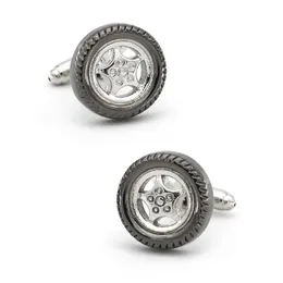 Cuff Links Automotive Design Car pneus de homens braçadeiras de alta qualidade Material de cobre Pistola preta cor de abotoadia de atacado e varejo