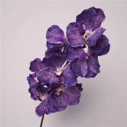 Декоративные цветы 4pcs искусственный цветок 7heads vanda orchid