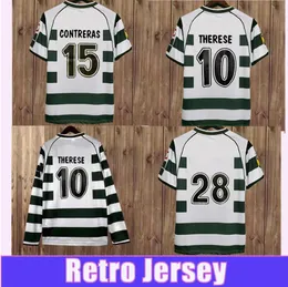 01 03 Retro Retro piłka nożna Therese Contreras Home Zielone białe koszule piłkarskie długie rękawy i krótkie rękawy Futebol dla dorosłych mundury