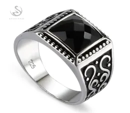 Eulonvan Engagement Wedding 925 Sterling Silver Male Finger Rings for Men Black Cubic Zirconia Drop S3809サイズ6 13 Cluster5081249