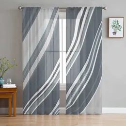 Window Treatments# Line Abstract Gradient Hand-painted Bedroom Transparent Sheer Curtains Holiday Decoration Window Voile Tulle Curtain Y240517