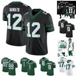 Aaron Rodgers fotbollströjor Ahmad Sauce Gardner Garrett Wilson Breece Hall Zach Wilson Lazard Joe Namath Chrebet Williams McDonald IV Johnson II Custom Jersey