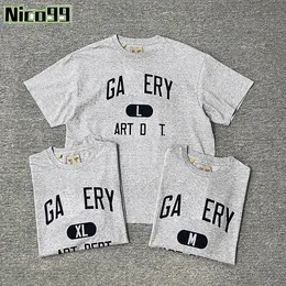 Size letter simple Gallers Depts logo cotton gray white blue light blue round neck versatile men and women casual fashion t shirt