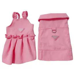 Designer Pet Pink Blue Dog Skirt Vest INS Classic Logo Bears Fighter corgi Dog Cat Denim Couple Dress Vest XS-XXL