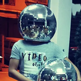 Disco espelho Ball capacete máscara espelho de dança de vidro bola de vidro led capacete para o festival musical de boates de DJ decoração de festa de dança 240517