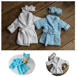 Newborn Photography Props Hooded Robe With Belt Bathrobe Bath Towel Cucumber Set Outfit Baby Costume Photo Accessories L2405