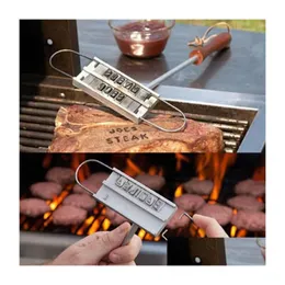 BBQ Tools Accessories Barbecue Grill Branding Iron Signature Name Marking Stamp Tool Meat Steak Burger 55 X Letters and 8 Spaces Bak Dhnmp