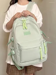 Ryggsäck enkel skola bokpack flerskikt fast färg utomhus multi-fick