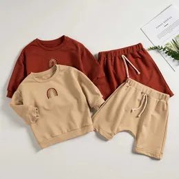Комплекты одежды Детский радужный вышиваемый костюм хлопковые брюки с длинным рукавом набор малыш