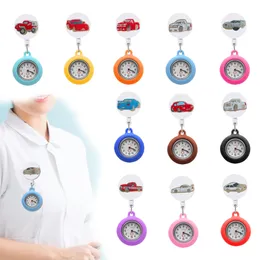 Andra modetillbehör fluorescerande bilar 19 klippficka klockor utdragbar digital fob klocka present sjuksköterska klocka på märke rulle hängande ot4yj