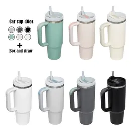 40oz Mug Tumbler With Handle Insulated Tumblers Lids Straw 40 oz Stainless Steel Coffee Termos Cup ready to ship Vacuum Insulated Water Bottles Box and straw