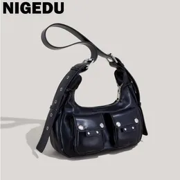 Bolsas de ombro Nigedu Saco de axila de moda para mulheres tendem a fêmeas pequenos projetos de bolso de bolso PU PU Bolsas de axilas e bolsas