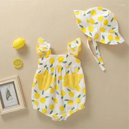 Set di abbigliamento nati da bambina frutta senza maniche ruscanti vagano per bambini estivi per bambini estivi per bambini.