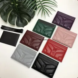 modekorthållare Caviar Woman mini plånbok designer ren färg äkta läderonsten textur lyxiga svarta plånböcker 2824