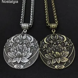 Spiritual Jewelry KARMA Buddha Wiccan Lotus Flower Wicca Moon Necklace Men Women Accessories Witchcraft Witch Jewlery 262n