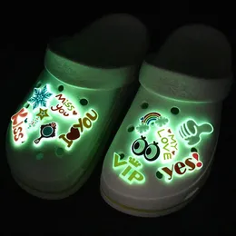 Shoe Parts Accessories Glowing Shoes Charms Animal Dog Pvc Decoration Luminous Buckle Rainbow Avocado Girls Boys Gift Kids Set Drop Otrp2