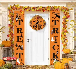 3pcs Couplet Crick или угощайте ведьмово -призрак на Хэллоуин Дверной Дверной Баннер Висящий Флаг Фестиваль Фестиваль
