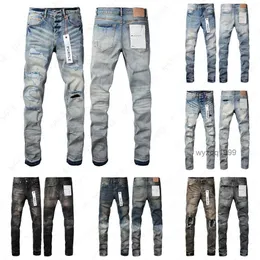 Дизайнерские джинсы Мужчины фиолетовые бренд бренд Брюки Руина отверстия.