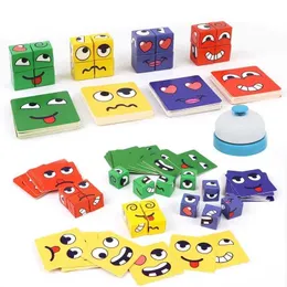 Outros brinquedos mudanças de expressão facial Puzzle Block montessori cubo tabela de tabela infantil brinquedos educacionais