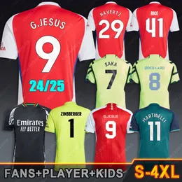 24 25 Gabriel Jesus Fußball -Trikot Saka Rice Saliba Arsen G.Jesus 2024 2025 Holz Zinchenko Havertz Trossard White Martinelli Declan Shirt Odegaard Männer Kids Kit Kit