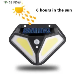 Neu eingebaute Batterie Außenwand Lampe COB LED Solar Leuchttübung Sonneneinstrahlung wasserdichtes Bewegungssensor Straßenleuchte Gartendekoration Dekoration