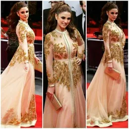 긴 민소매 Aline Applique Arabic Evening Dresses Custom Made Made Tulle Jewel Vinatge Prom Dreess Floor Length Evening Gown 220E