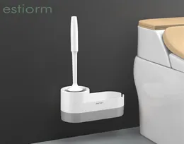 Estiorm toilet brush with holder Wall Mounted soft Silicone Toilet Brush wc toilette brosse with storage Bathroom Cleaning Brush186953480