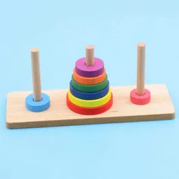 Other Tower of Hanoi Educational Wooden Montessori Building Blocks Early Learning Color Matching Childrens Toys Boys and Girls