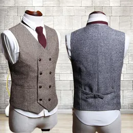 2020 Country Styled Wedding Groom Vests de lã Creomsmen Vest Cole