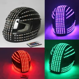 RGB 컬러 LED 헬멧 몬스터 마스크 빛나는 모자 댄스 옷 DJ 헬멧 공연을위한 헬멧 LED 로봇 공연 파티 쇼 240517