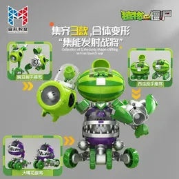 Piante contro zombi melon fult shop arachidi di zuppa miscela assembly trasformando giocattoli robot robot pvc modello regalo per bambini 3-in-1 240513