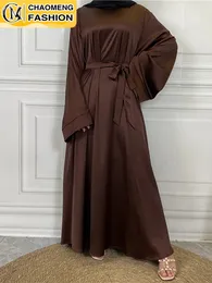 Chaomeng Ramadan Abaya Femme Musulmane Satin Hijab Kleid Truthahn Kaftan Caftan Marocain Muslim für Frauen Vestido Islam Maxi Robe 240508