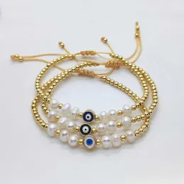 Charm Armbänder Kkbead Evil Eye Bracelet Womens Natural Pearl Armband 18K wasserdichtes goldplattiertes Perlenschmuck Pulseras Nicht -Druckmittel J240516