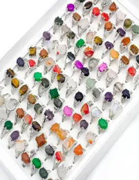 20pcslot Mix Lot Men039s Ring Natural Stone Rings For Collection Lovers Whole Fashion Party Gift Jewelry5561211