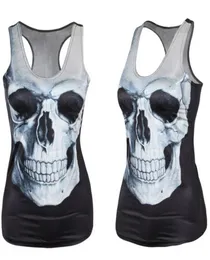 Women T Shirt Skull Black Vest Tops Sexy Polyester Horror Sexy Tank Top East Knitting V42 Summer New8209202