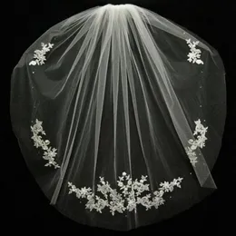 웨딩 액세서리 Velos de Novia Fingertips 레이스 구슬 신부 액세서리 2022 Short Bridal Veil Fashion White Ivory Cheap Wedding Ve 189s