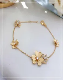 S925 STERLING PRATA PLATED 18KARAT GOLD TRÊS FLOWER LADIES BRACELETE HIGH QUALIDADE O GOLDEN FLOR PRESENTE 3646661