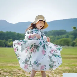 Girl'S Dresses Summer Girls Fashion Kids Girl Flowers Dress Party Toddler Outwear Skirt Beach Clothing Drop Delivery Baby, Maternity B Dhpka