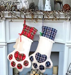 Ourwarm 10pcs 46x28cm Calze di Natale di grandi dimensioni per cani da regalo per gatti per gatti zucchetti da regalo per zucca per alberi di Natale Ornamenti per alberi di Natale 201891219