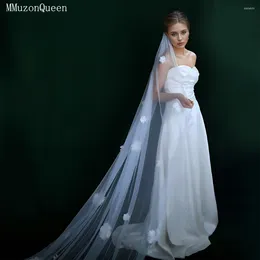 Bridal Veils MMQ M120 3D Flower Long Veil Cathedral Wedding for Bride Party Accessories Velos de Novia Lujo 2024