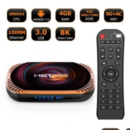 Box Android TV Box HK1 Rbox X4 Smart TV Box Android 11.0 Amlogic S905X4 8K 4G 32/64/ 128GB 3D WiFi 2.4G 5G Support Player YouTube Netl