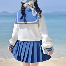 Giyim setleri pileli yüksek Koreli kadın üniforma kızlar seifuku japon kolej okul denizci kıyafeti cos öğrenci