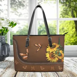 Evening Bags Top Handle Casual Cross Body Fashion Sunflower Butterfly Zipper Design Messenger Bag Women Large Party Travel Handbags