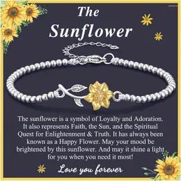 Link -Armbänder 1pc niedes stilvolles Sonnenblumenarmband für Mutter und Tochtergeschenke Geschenk der Mutter Tochter Geburtstag Muttertag Amerikanischer Stil